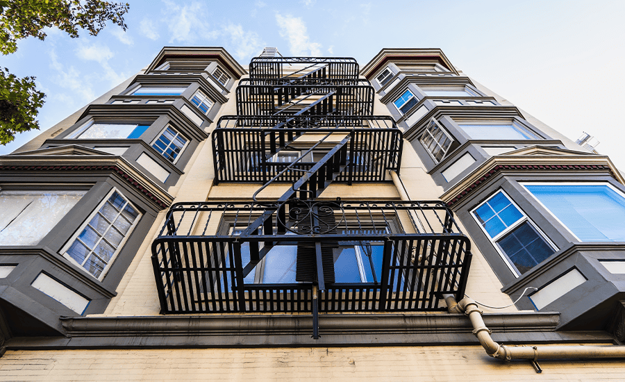 fire escape on NYC building showing metal structure and emergency exit system