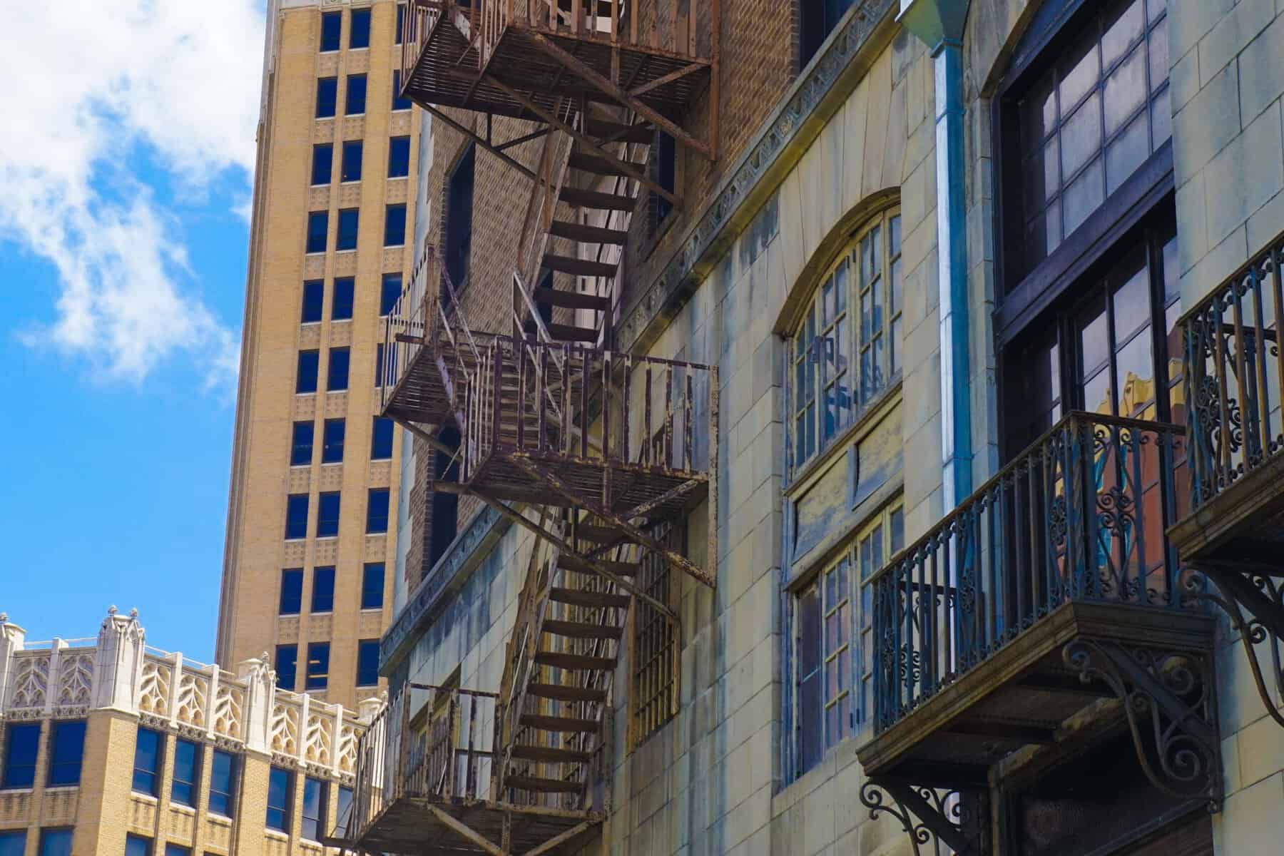 fire escape attached to NYC building meeting safety and compliance standards fire escape attached to NYC building meeting safety and compliance standards