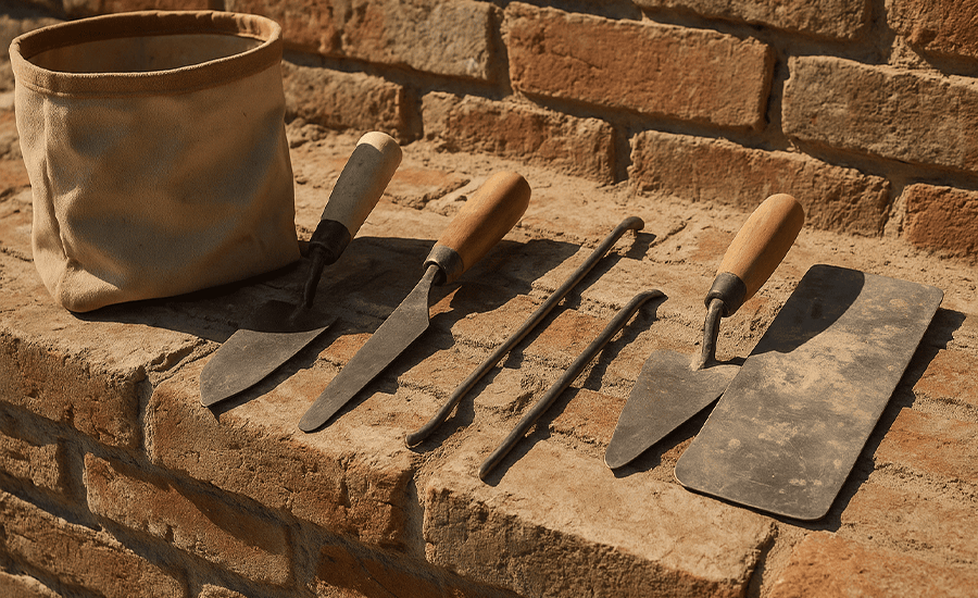 weathered pointing tools in masonry