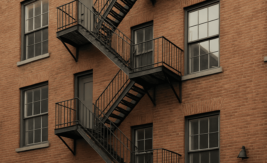 Safest fire escape for commercial buildings in NYC with interior fire-rated staircase ensuring safety and compliance