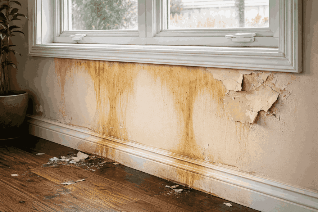 Damp Stains Below Windows Damp Stains Below Windows