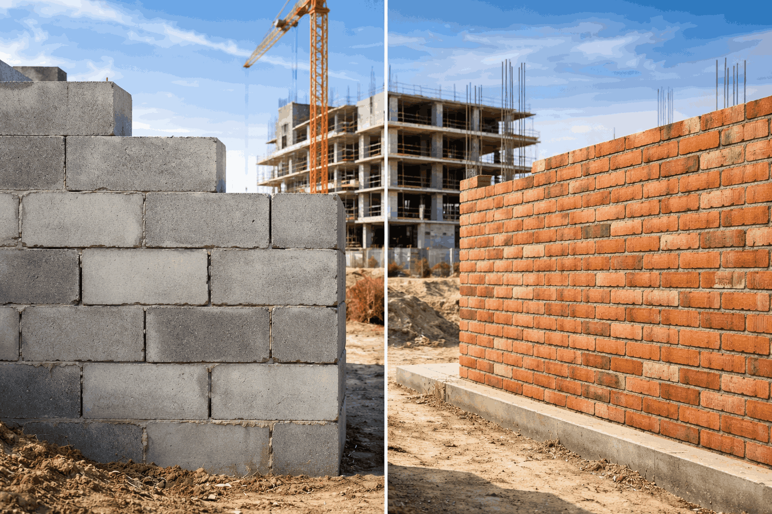 blockwork vs brickwork comparison showing concrete blocks and clay bricks used in construction walls blockwork vs brickwork comparison showing concrete blocks and clay bricks used in construction walls