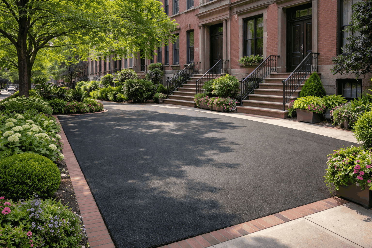 blacktop driveway with clean finish and curb appeal at residential property in NYC