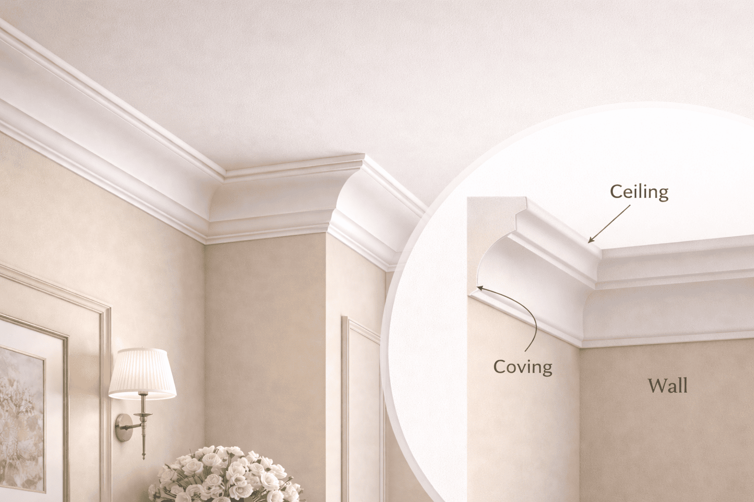coving molding between wall and ceiling showing smooth curved transition in interior design coving molding between wall and ceiling showing smooth curved transition in interior design