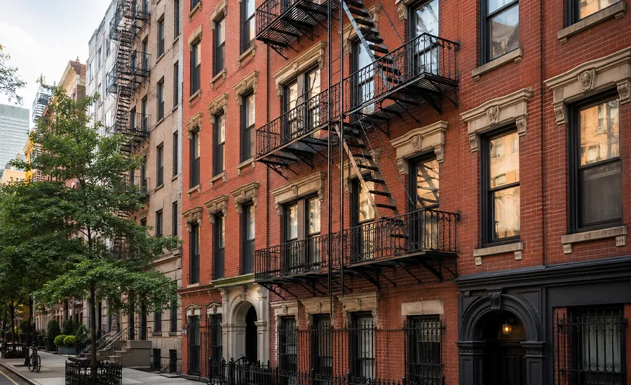 Older NYC buildings with exterior fire escapes