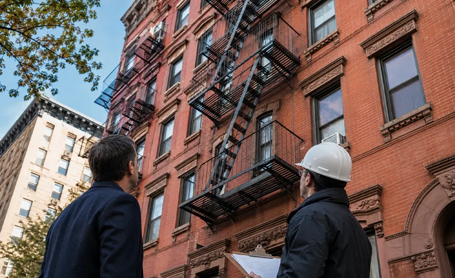 NYC fire escape code inspection on older residential building