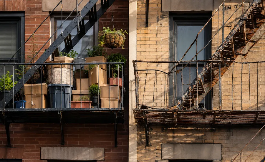 NYC fire escape inspection showing violation and safety issue concerns